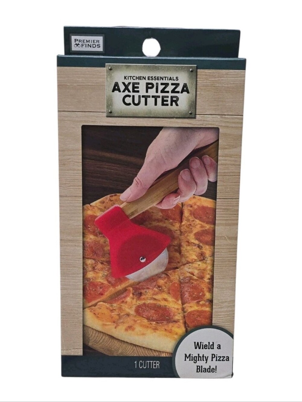 NEW Axe Pizza Cutter Stainless Steel Blade Wooden Handle Lumberjack Novelty Gift